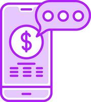 Money message in smartphone screen icon or symbol. vector