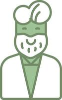 Beard Man Character Icon In Green And White Color. vector