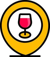 Drink bar location point icon in yellow color. vector