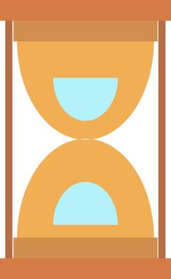 Brown and orange hourglass in flat style.