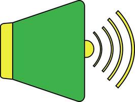 Loudspeaker in green and yellow color. vector