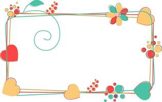 Frame from wild charming flowers and heart. vector