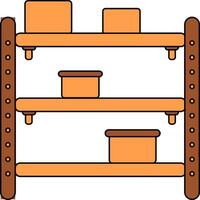 Wooden shelf icon with element for using in house. vector