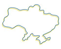 Ukraine map simple blue and yellow outline. Vector illustration.