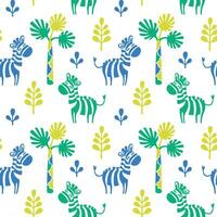 Cute zebra on the savanna , kids print. Seamless pattern for fabric, wrapping, textile, wallpaper, clothes. Vector