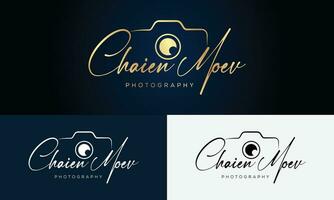 Chaien Moev Handwriting Photography logo template vector signature logo concept