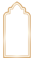 Ramadan window frame shape. Islamic golden arch. Muslim mosque element of architecture with ornament. Turkish gate and door png