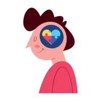 hombre con rompecabezas formando corazón autismo Campaña vector