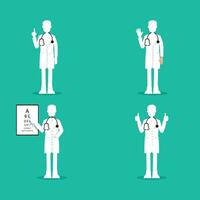 Flat doctor character in different situations vector