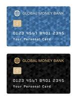 diseños de un pago tarjeta. varios gráfico diseños de uno lado de un pago o débito o crédito el plastico tarjeta con un Pareja de color esquemas vector