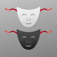 Comedy and tragedy theatrical masks. Vector illustration.