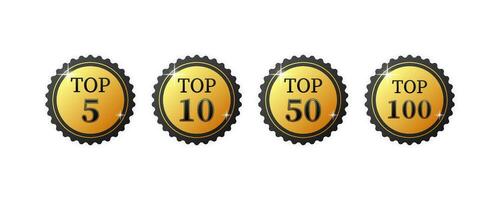 Top 5, 10, 50, 100. Best ten list on white background. vector