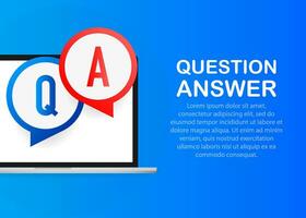 Question answer chat balloons in red and blue colors on a blue background. vector