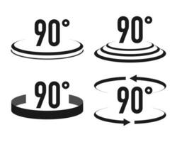 Set of 90 degrees view icons in different style. Vector illustration.