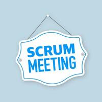 Flat icon with scrum meeting. Project development illustration. Vector icon