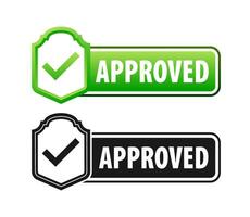 Approved Label with check mark. Confirmation of official approval and product quality vector