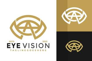 Letter A Eye Vision logo design vector symbol icon illustration