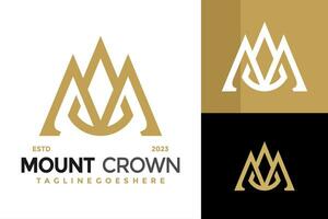 Letter M Mountain crown logo design vector symbol icon illustration