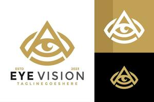 Letter A eye logo design vector symbol icon illustration