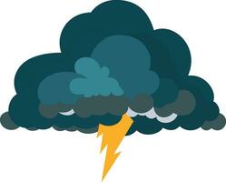 Cloud and thunder erupting from the cloud, flat style vector illustration, Thunderbolt in dark cloud, flat style stock vector clip art, symbol, graphic