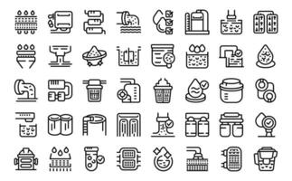Filter for water purification icons set outline vector. Treatment tank vector
