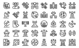 Satellite Internet icons set outline vector. Wifi internet vector