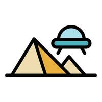 Pyramid alien ship icon vector flat