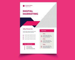 digital márketing volantes modelo con rosado y azul colores vector