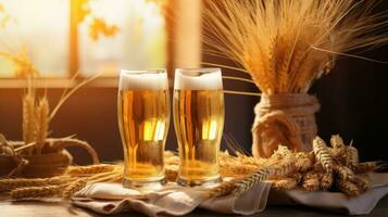 Beer and grain background photo