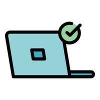 Laptop approved election icon vector flat