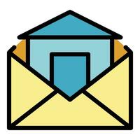 hogar correo icono vector plano