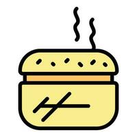 caliente hamburguesa icono vector plano