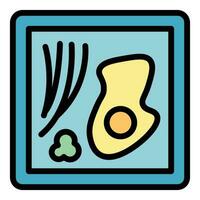 Fried egg icon vector flat