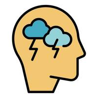 Mind thunderstorm icon vector flat