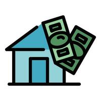 Cash buy house icon vector flat