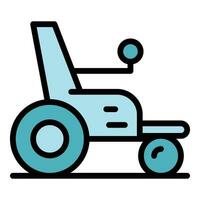 eléctrico silla de ruedas para persona icono vector plano