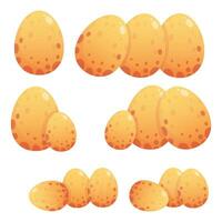 Set of different combinations of orange dinosaur eggs vector