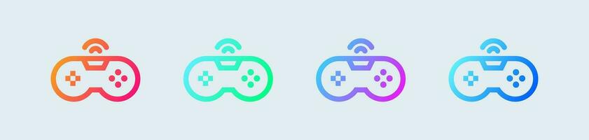 Game console line icon in gradient colors. Joystick signs vector illustration.