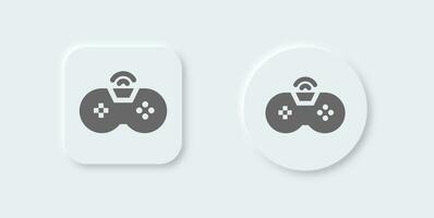 Game console solid icon in neomorphic design style. Joystick signs vector illustration.