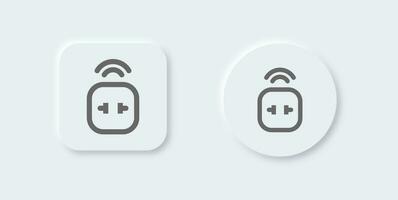 Smart plug line icon in neomorphic design style. House control signs vector illustration.