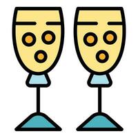 Wedding champagne glasses icon vector flat