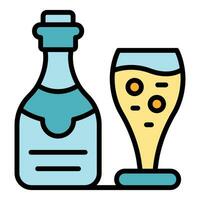 Wedding champagne bottle icon vector flat