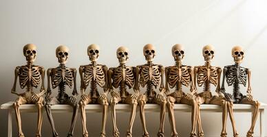 Skeletons, a symbol of the holiday of the dead Halloween - AI generated image photo