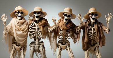 esqueletos en Víspera de Todos los Santos disfraces - ai generado imagen foto