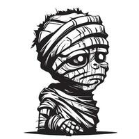 linda momia dibujos animados bosquejo mano dibujado en garabatear estilo vector ilustración