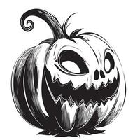 Laughing pumpkin sketch hand drawn in doodle style Vector illustration