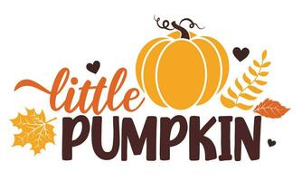 Sweet little pumpkin vector illustration with cute pumpkin.  Autumn vector design good for invitation, T shirt print, poster, card, sticker, label. My first Thanksgiving baby design