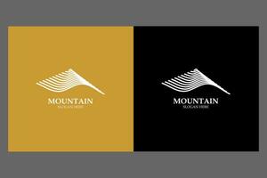 simple vector line art of abstract mountain or Mountain logo in abstract shape divided into two backgrounds