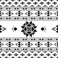 Seamless border pattern with unique ethnic backdrop design for print fabric and fashion. Aztec and Navajo tribal style. Black and white colors. vector