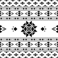 Seamless border pattern with unique ethnic backdrop design for print fabric and fashion. Aztec and Navajo tribal style. Black and white colors. vector